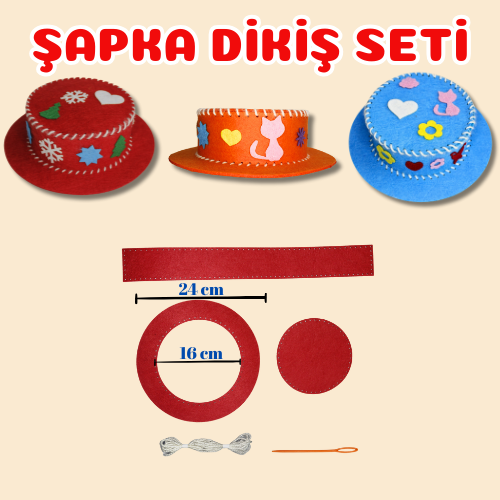 MiniMinnak® Çocuk Gelişim Kiti-3'lü Dikiş Seti(Şapka,Çanta,Kukla) (2. ÜRÜNE %50 İNDİRİM!!!)