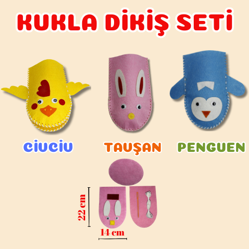 MiniMinnak® Çocuk Gelişim Kiti-3'lü Dikiş Seti(Şapka,Çanta,Kukla) (2. ÜRÜNE %50 İNDİRİM!!!)